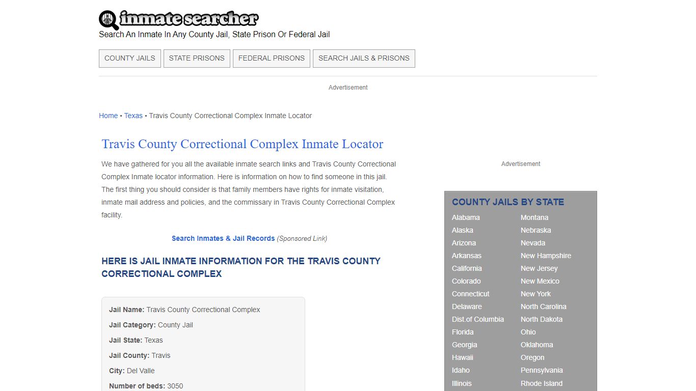 Travis County Correctional Complex Inmate Locator